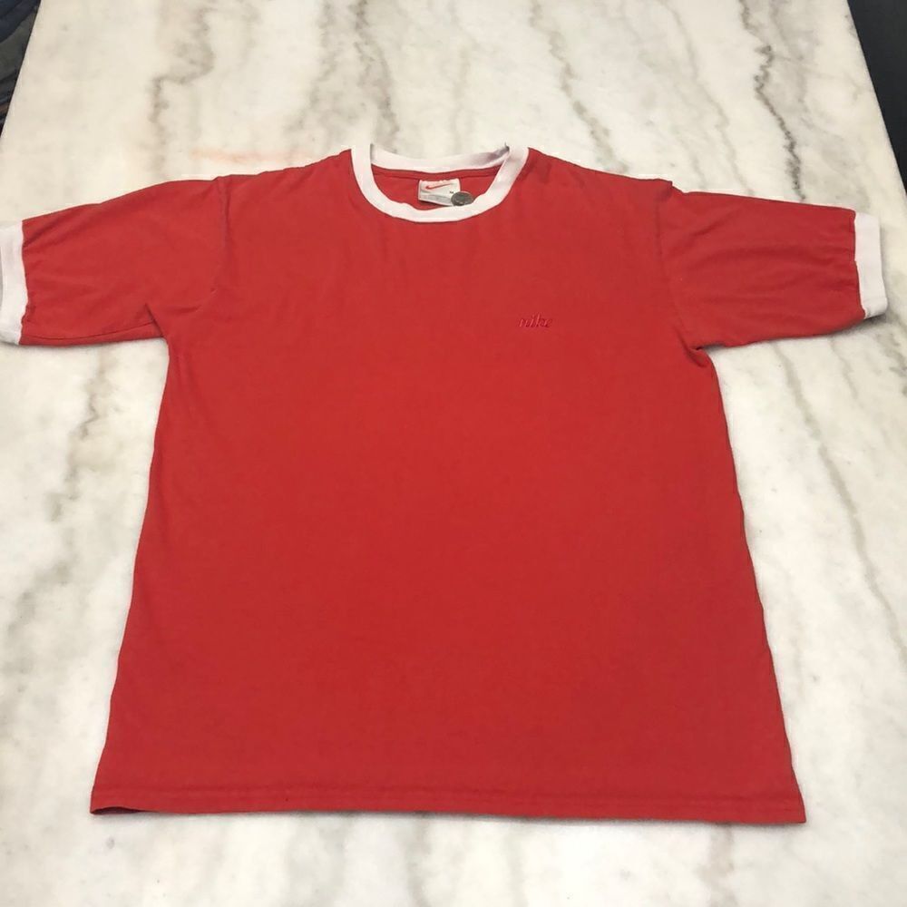 Vintage Nike T-Shirt Size Medium Red/White & Red Embroidered Logo